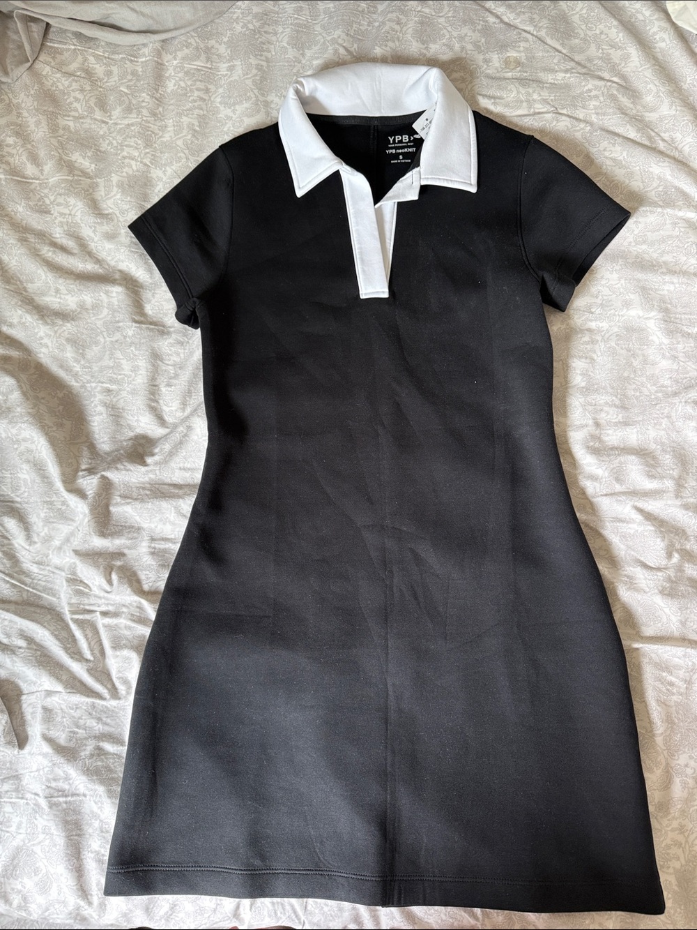 YPB Black Mini Polo Dress with White Collar